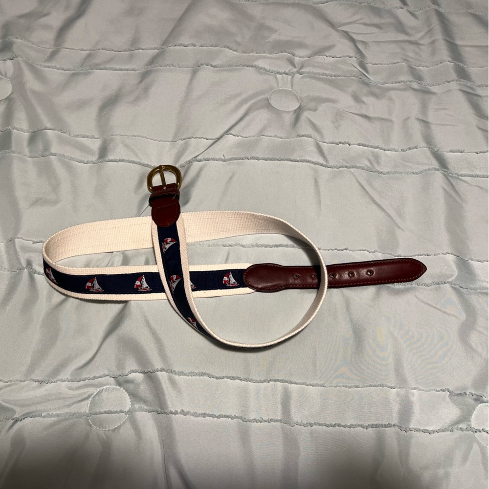 Barrons Hunter Woven Sailboat Belt with Leather Ends Made in USA Size 38